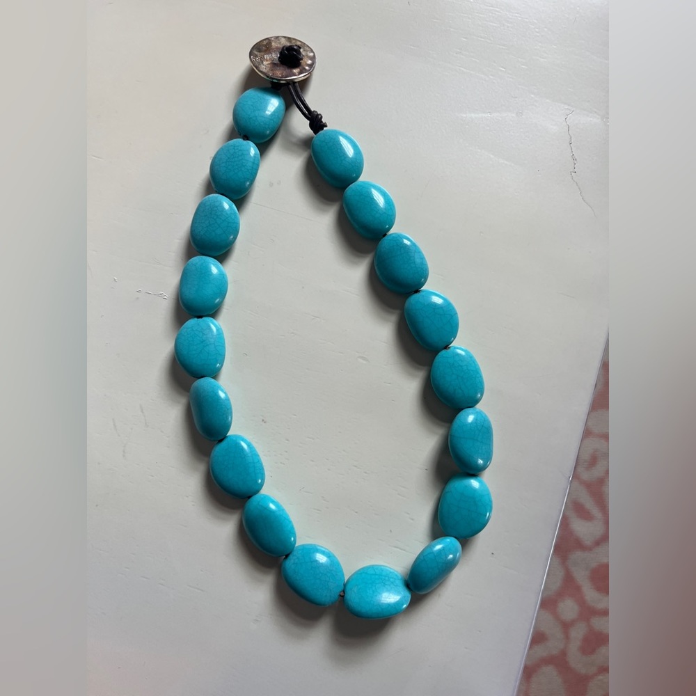 Chaps faux turquoise necklace